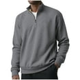thumbnail image 1 of Men's Fleece-lined Quarter Zip Up Sweatshirt Lightweight Mock Neck Pullover Polo Sweaters Top, 1 of 4