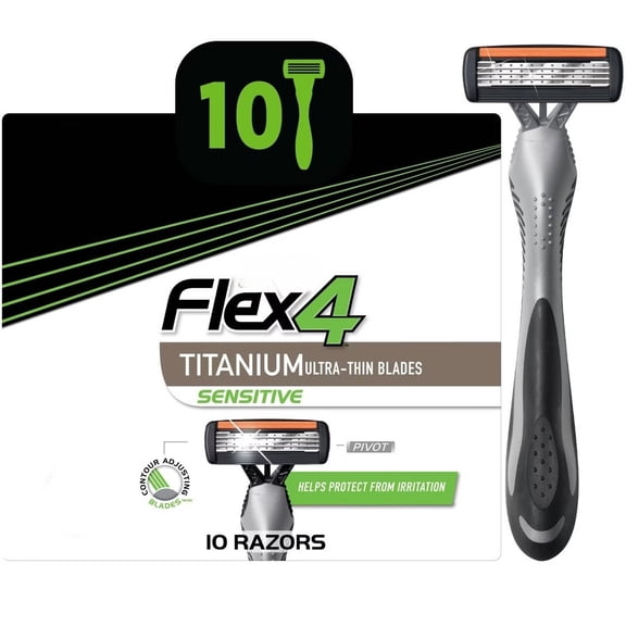 Men's Flex 4 Blades Sensitive Disposable Razors - 10ct