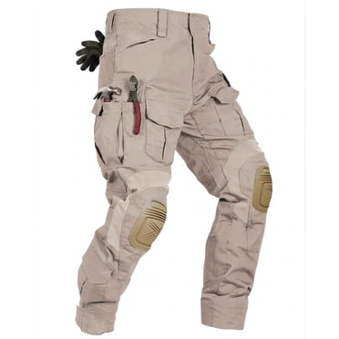 Men's Flex Ripstop Work Pants with Removable Knee Pads – 10-Pocket Breathable Utility Trousers for Hiking, Gardening & Outdoor Work (No Belt)