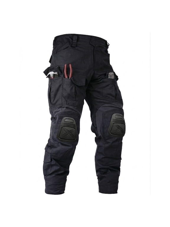 Men's Flex Ripstop Work Pants with Removable Knee Pads – 10-Pocket Breathable Utility Trousers for Hiking, Gardening & Outdoor Work (No Belt)