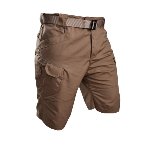 Men's Flex Cargo Shorts Multi-Pocket Elastic Waist Short Pants Drawstring Ripstop Straight Leg Camo Cargo Shorts Summer Work Hiking Casual Outdoor Athletic Pants,Brown 2XL