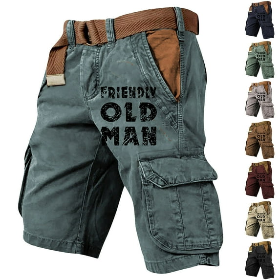 Men's Flex Cargo Shorts Multi-Pocket Elastic Waist Shorts Pants Drawstring Ripstop Straight Leg Cargo Short Loose Fit Hiking Outdoor Lightweight Work Bottom,Green L