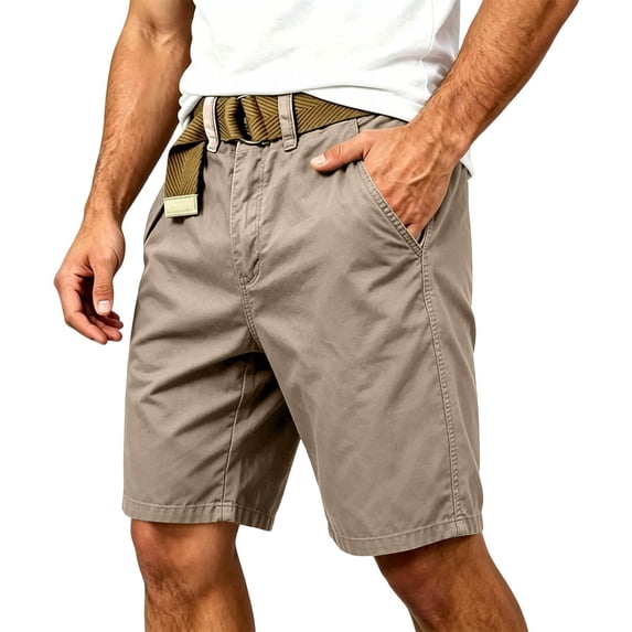 Men's Flex Casual Cargo Shorts, Lightweight Water Resistant Golf Shorts,Comfortable Stretch Waist Work Shorts with Multi-Pocket Khaki 2XL