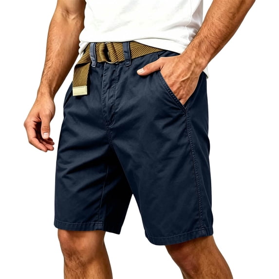 Men's Flex Casual Cargo Shorts, Lightweight Water Resistant Golf Shorts,Comfortable Stretch Waist Work Shorts with Multi-Pocket Navy S