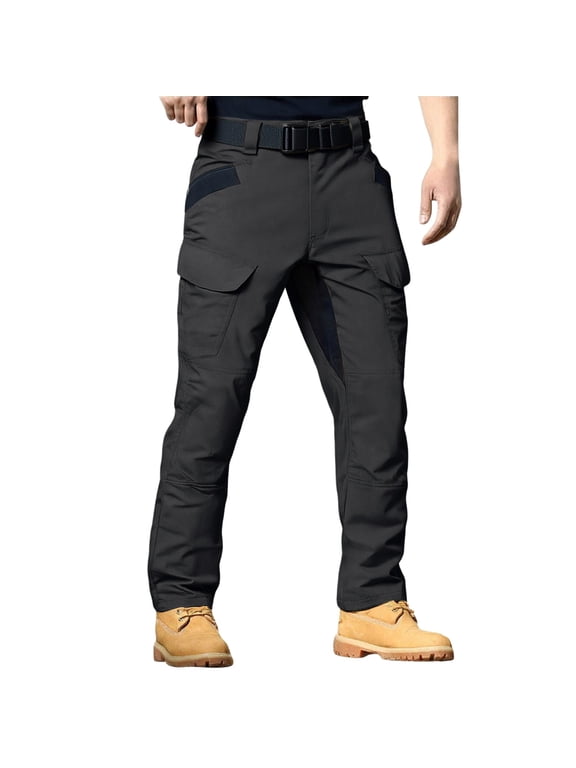 Men's Flex Convertible Tactical Pants - Water Resistant Ripstop, Stretch Cargo, Outdoor BDU Work & Hiking Pants Black 2XL