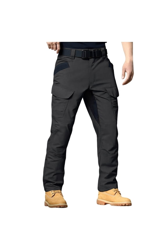 Men's Flex Convertible Tactical Pants - Water Resistant Ripstop, Stretch Cargo, Outdoor BDU Work & Hiking Pants Black S