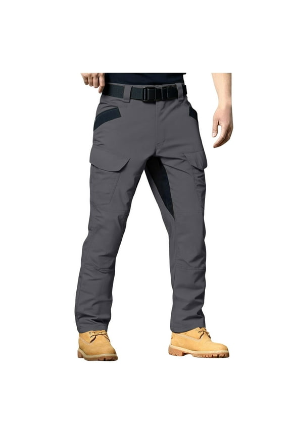 Men's Flex Convertible Tactical Pants - Water Resistant Ripstop, Stretch Cargo, Outdoor BDU Work & Hiking Pants Gray S