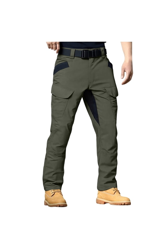 Men's Flex Convertible Tactical Pants - Water Resistant Ripstop, Stretch Cargo, Outdoor BDU Work & Hiking Pants Green 3XL