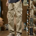 thumbnail image 1 of Men's Flex Lightweight Joggers, Elastic Waist Drawstring Casual Twill Pants, Relaxed Fit Outdoor Cargo Pants with Multi Pockets Size 4XL Khaki, 1 of 9