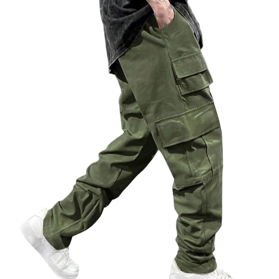 Men's Flex Ripstop Military Pants Water-Resistant Stretch Waistband Cargo Pants with Pockets Quick Dry Joggers Construction Ripstop Hiking Cargo Pants Trousers,Green L