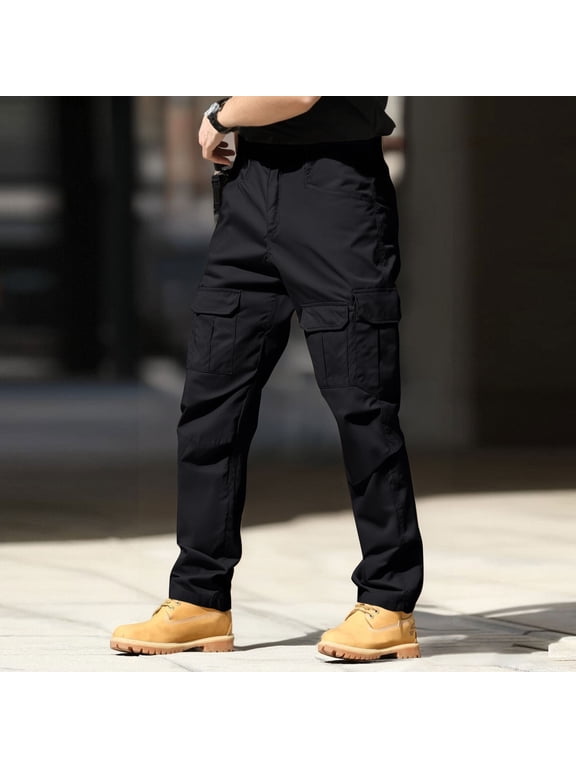 Men's Flex Stretch Convertible Tactical Pants Water Resistant Ripstop Cargo Pants BDU Outdoor Work Hiking Black 3XL