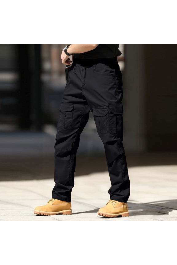 Men's Flex Stretch Convertible Tactical Pants Water Resistant Ripstop Cargo Pants BDU Outdoor Work Hiking Black S