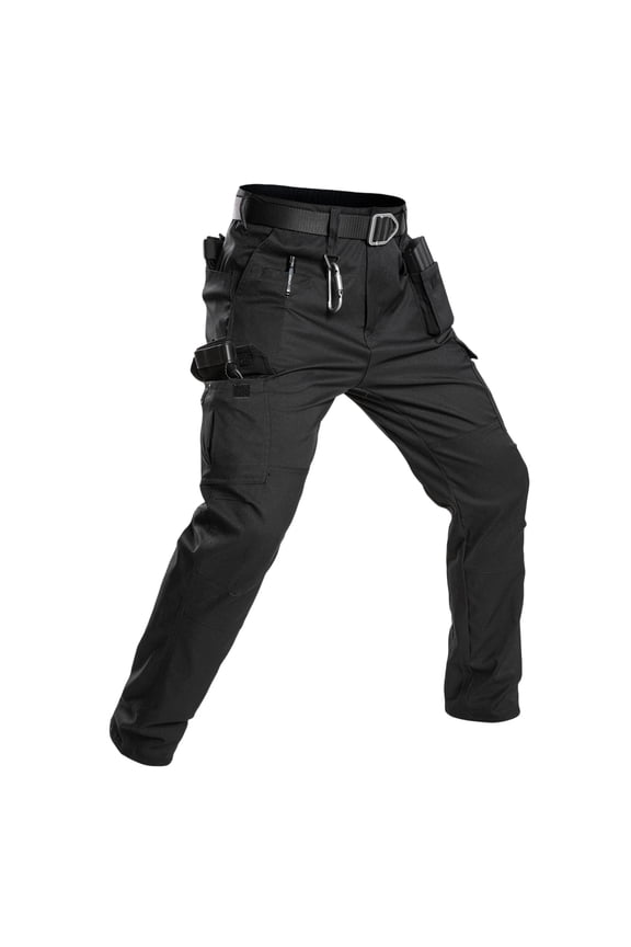 Men's Flex Stretch Hiking Pants, Water Resistant Ripstop Cargo Work Pants with Muti Tool Pockets for Outdoor Big and Tall Size S-3XL Black