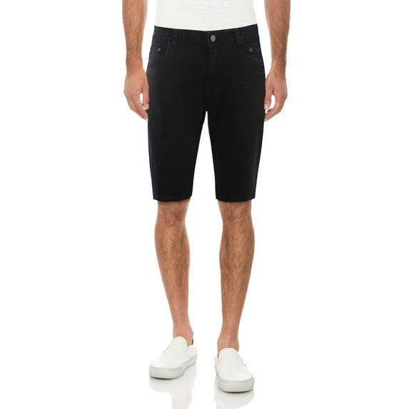 Men's Flex Stretch Slim Skinny Fit Casual Denim Jeans Shorts, Jet Black