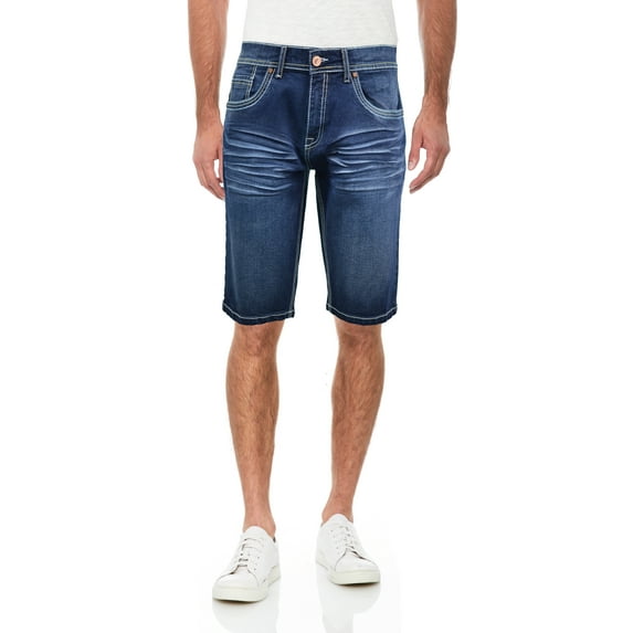 Men's Flex Stretch Slim Skinny Fit Casual Denim Jeans Shorts, Medium Blue