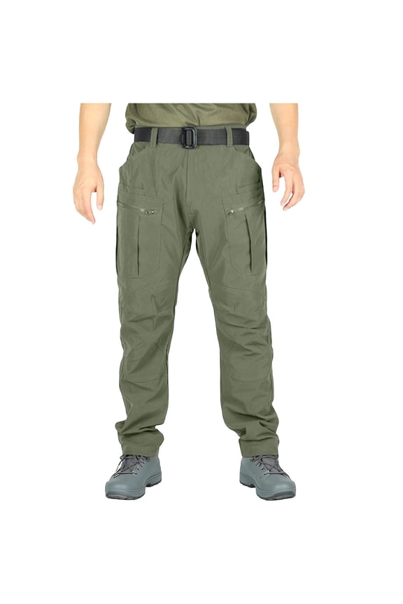 Men's Flex Stretch Tactical Pants, Water Resistant Ripstop Cargo Pant, Lightweight EDC Outdoor Work Hiking Pants Green S