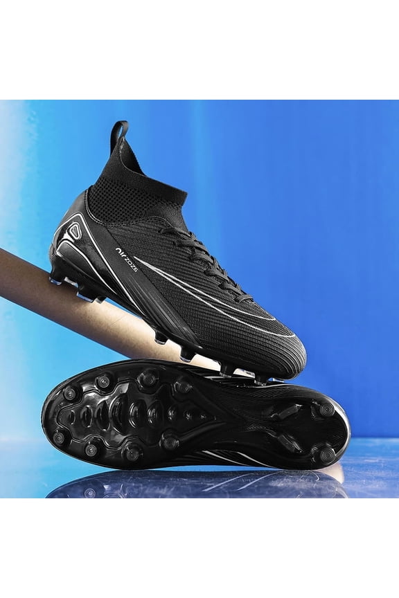 Men’s Flexible Football Training Cleats, Non-Slip Turf Field Soccer Shoes, Shock Absorption Support Structure, Breathable Comfort Footwear for Adult Outdoor Sports and Daily Workout