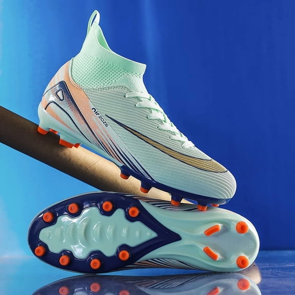 Men’s Flexible Football Training Cleats, Non-Slip Turf Field Soccer Shoes, Shock Absorption Support Structure, Breathable Comfort Footwear for Adult Outdoor Sports and Daily Workout