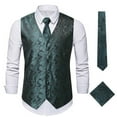 thumbnail image 1 of Men's Floral Blazer Waistcoat Gentleman's Formal Casual Printed Vest Waistcoat Green,M, 1 of 4