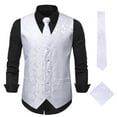 thumbnail image 1 of Men's Floral Blazer Waistcoat Gentleman's Formal Casual Printed Vest Waistcoat White,XL, 1 of 4