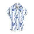 thumbnail image 1 of Men's Floral Button Down Shirts Short Sleeve Hawaiian Shirt Flower Printed Turndown Collar Men's Tee, 1 of 5