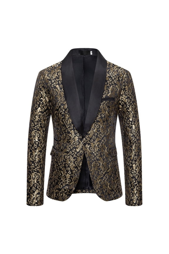 Men's Floral Dinner Party Prom Wedding Stylish Tuxedo Suits For Men One Button Dinner Jacket