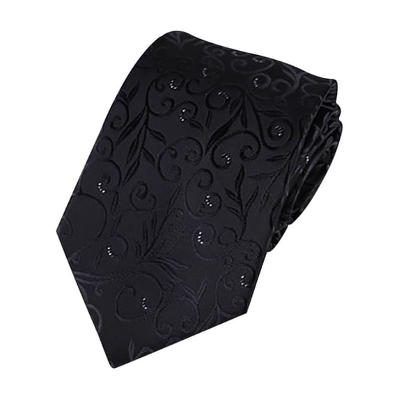 Men’s Floral Jacquard Satin Necktie, formal Business Wedding Party Dress Tie, Elegant Scroll Pattern Silk Feel Neck Tie for Occasions