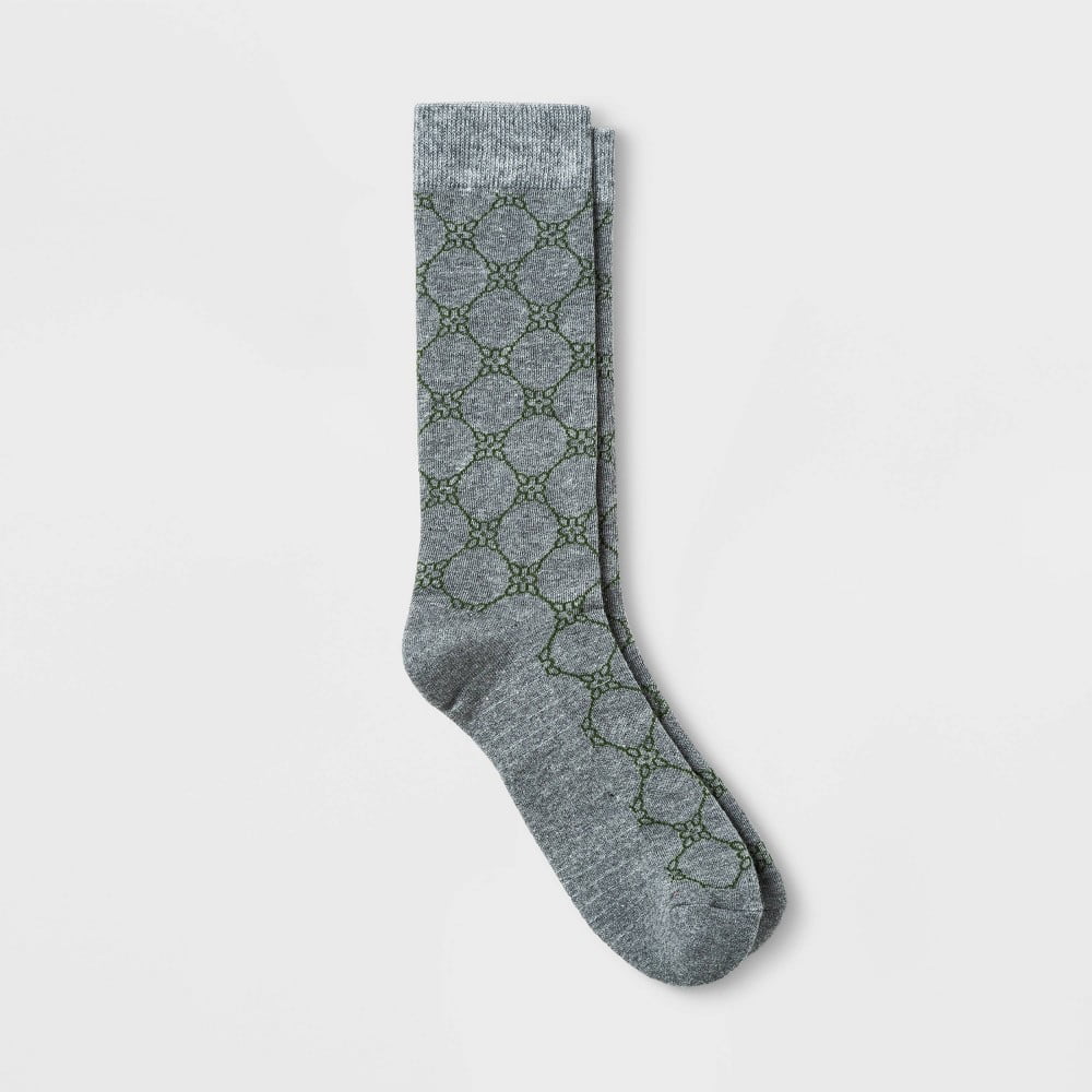 Men s Floral Print Premium Dress Socks Goodfellow Co Gray