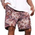 thumbnail image 1 of Men's Floral Print Shorts Drawstring Boho Paisley Shorts with Pockets Elastic High Waisted Bermuda Shorts Casual Gym Vintage Workout Sweat Shorts,Purple S, 1 of 6