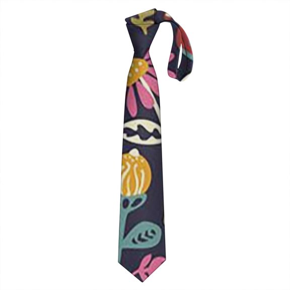 Men's Floral & Skull Necktie - Edgy Botanical Satin Tie for Weddings & Events