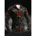 thumbnail image 1 of Men's Floral Slim Fit Long Sleeve Casual Button Down Dress Shirt Black L, 1 of 6