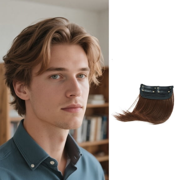 Men's Fluffy Synthetic Hair Wigs with Seamless Invisible Hair Net for Natural Look and Comfort