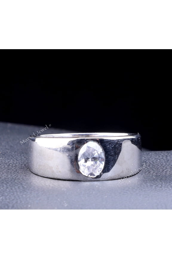 Men's Flush Set Diamond Ring, Single Solitaire Diamond Engagement Ring, Men's Round Diamond Ring, 925 Sterling Silver Ring, 1.5 Ct Simulated Diamond, Gift Ring For Boyfriend