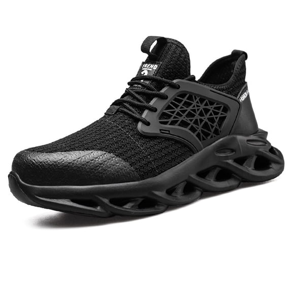 Men's Flying Net Breathable Lightweight Steel Toe Anti-smashing and Puncture-proof Safety Protection Work Shoes