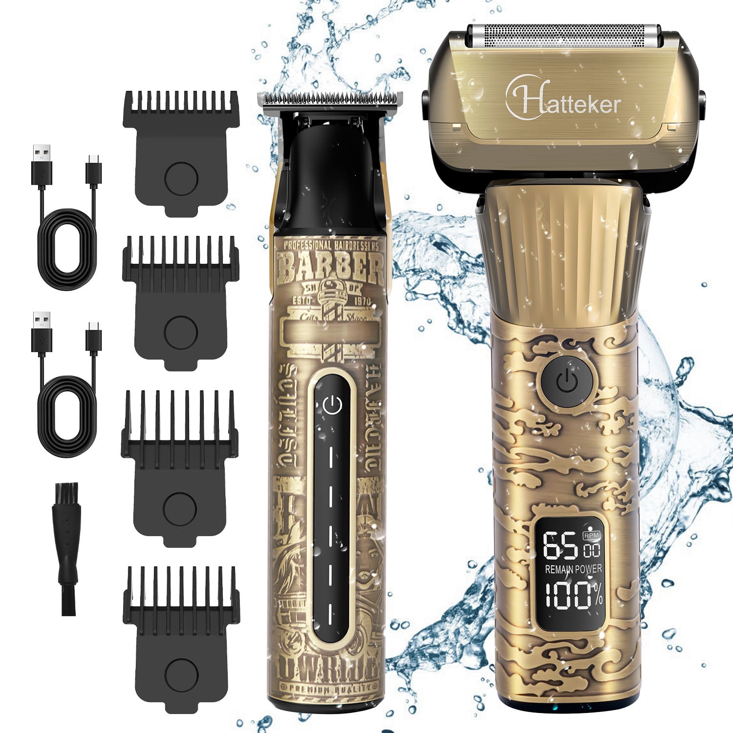 Men's Foil Shaver SURKER 2-in-1 Beard Trimmer Set  Dual-purpose wet and dry
