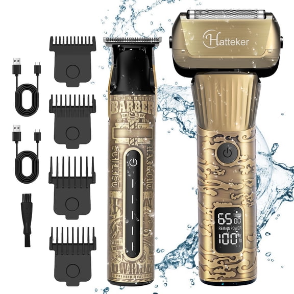 Men's Foil Shaver SURKER 2-in-1 Beard Trimmer Set Dual-purpose wet and dry
