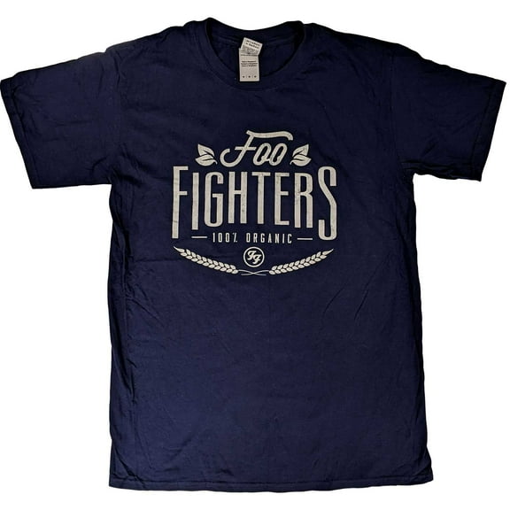 Men's Foo Fighters 100% Organic Slim Fit T-shirt Large Navy