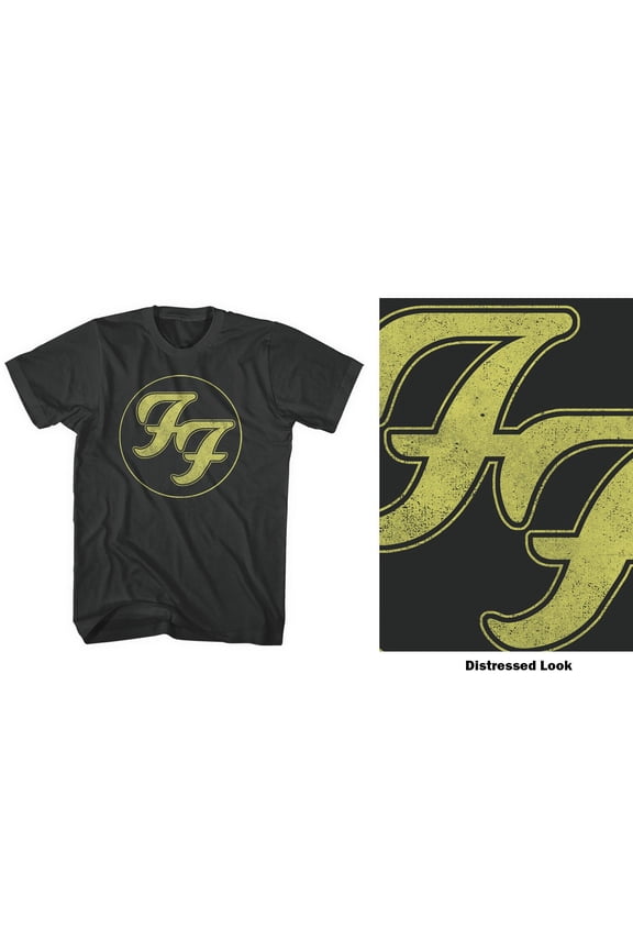 Men's Foo Fighters Distressed FF Logo Slim Fit T-shirt XX-Large Black