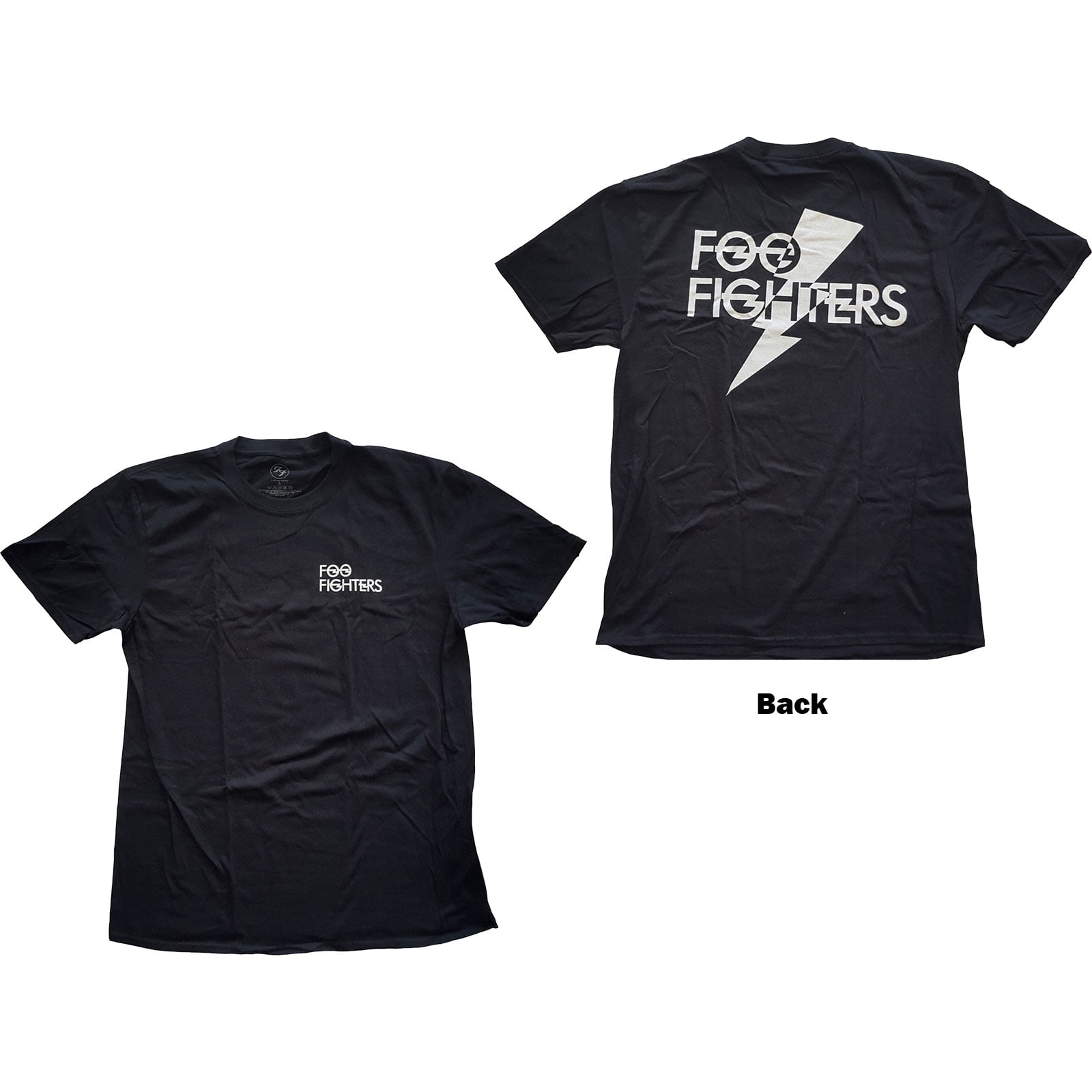 Men's Foo Fighters Flash Logo (Back Print) Slim Fit T-shirt Small Black