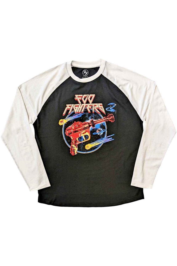 Foo Fighters Unisex Raglan T-Shirt Ray Gun (Black & White)