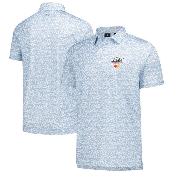 Men's FootJoy Light Blue Arnold Palmer Invitational Hidden Palm Print Lisle Polo