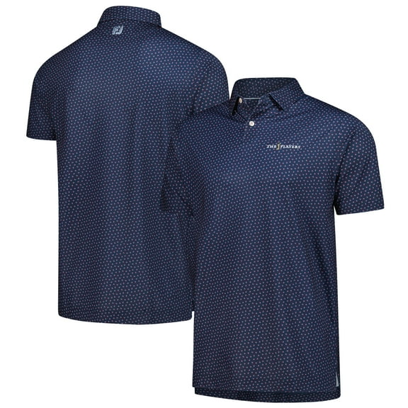 Men's-FootJoy Navy THE PLAYERS ProDry Bounce Print Stretch Pique Polo