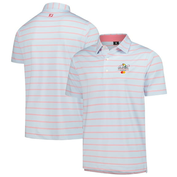 Men's-FootJoy  White Arnold Palmer Invitational ProDry Multi Pinstripe Lisle Polo