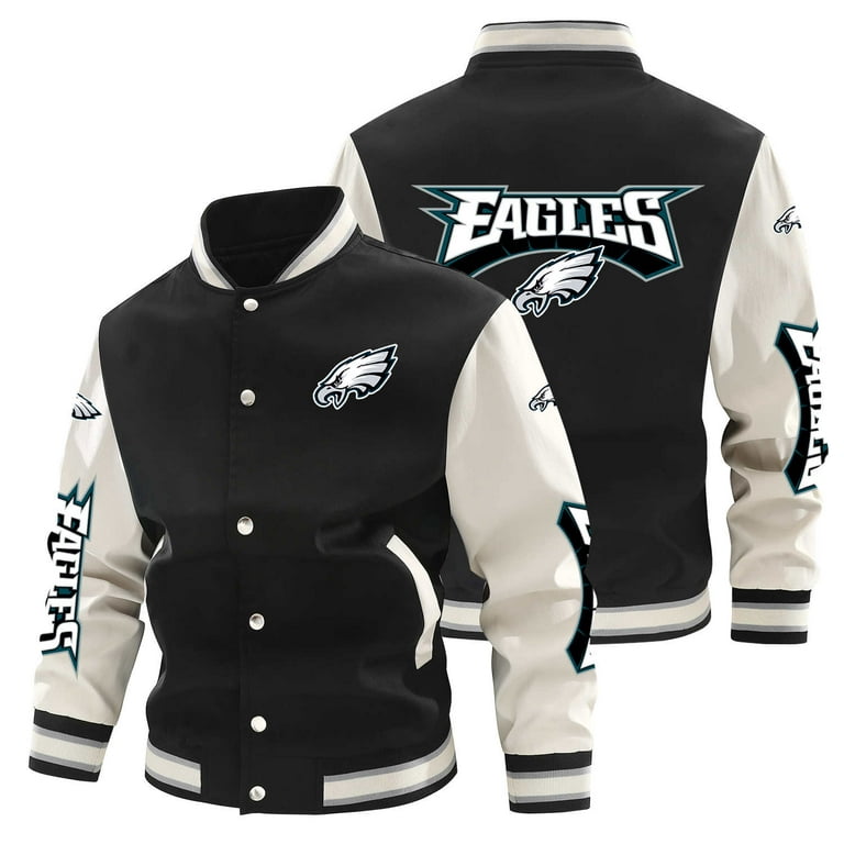 Men's Football Fashion Varsity Jacket Causal Slim Fit Cotton Letterman  Rugby Baseball Bomber Jackets - Philadelphia - Eagles
