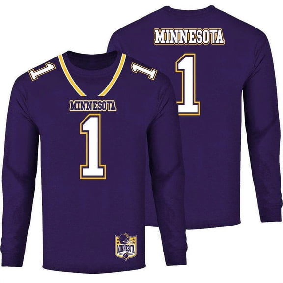 Men's Football Team Jersey Long Sleeve Shirt Minnesota - Purple XL