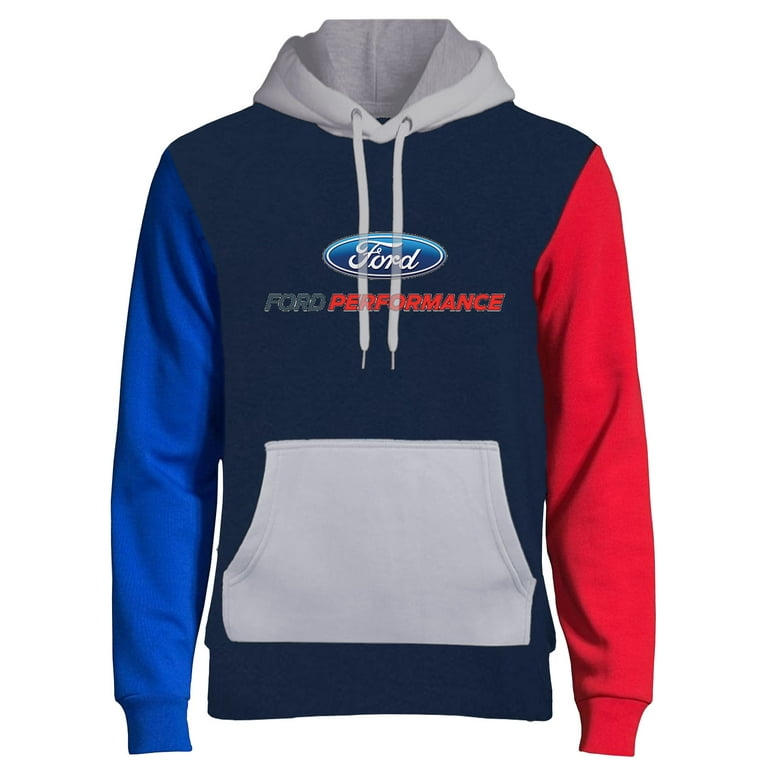 Men s Ford Performance Navy Color Block Pullover Hoodie Sweater