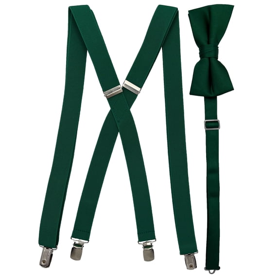 Men’s Forest Suspender and Matching Bow Tie in a variety of colors by Spencer J’s Signature Satin Collection