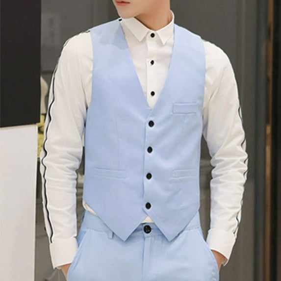 Men's Formal Business Casual Dress Vest Suit Slim Fit Tuxedo Waistcoat Coat