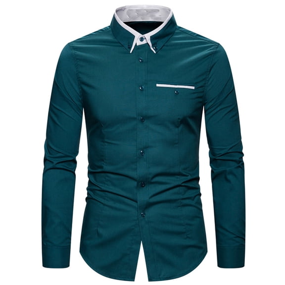 Men's Formal Color Print Shirt Long Sleeve Turndown Collar Blouse