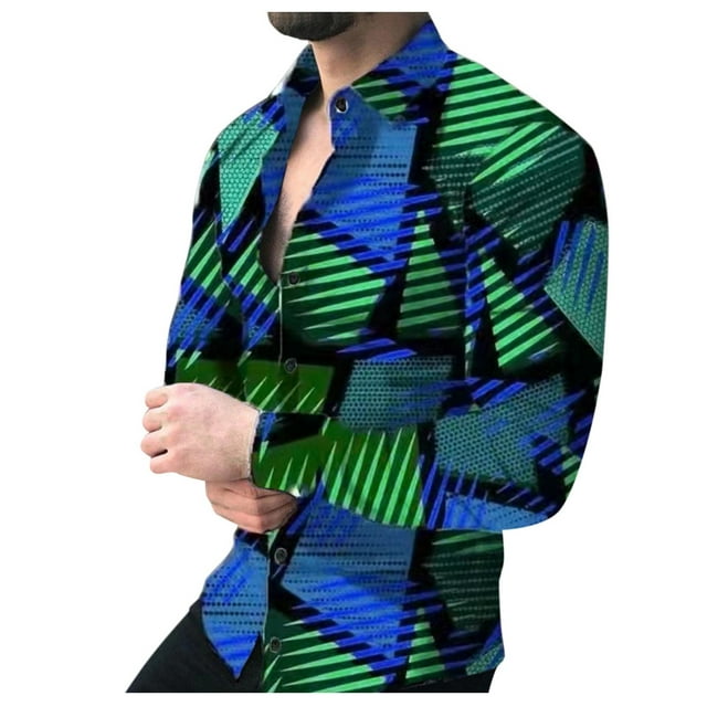 Men's Formal Dress Shirt Spring Comfortable Lapel Colorful Print Plus ...